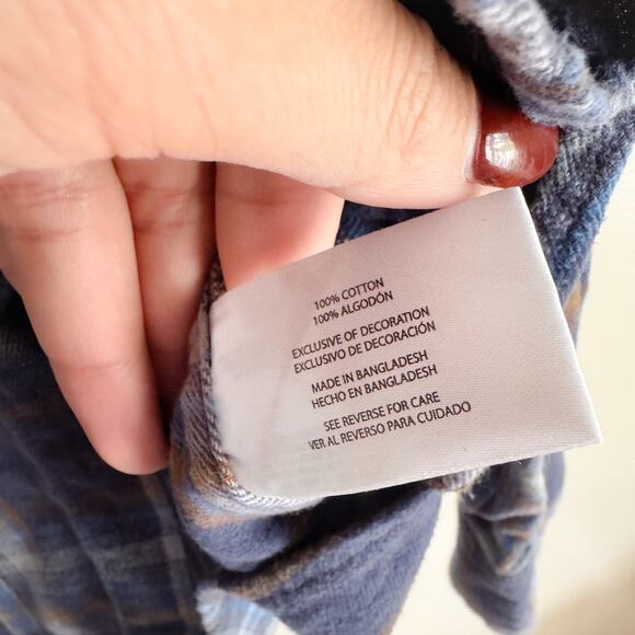 Eddie Bauer Blue + Brown Plaid Lightweight Flannel Button Up - XL - Picture 4 of 7